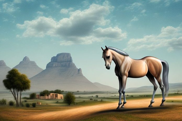 An arabian horse in a rural landscape in centurion