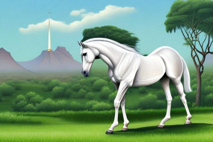 An arabian horse in a lush