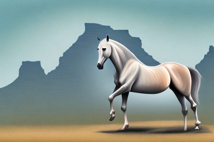 An arabian horse in a rural south african landscape