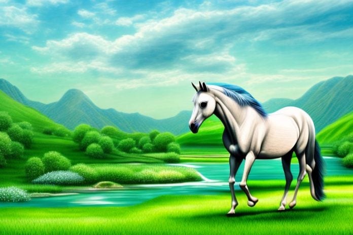 An arabian horse in a lush