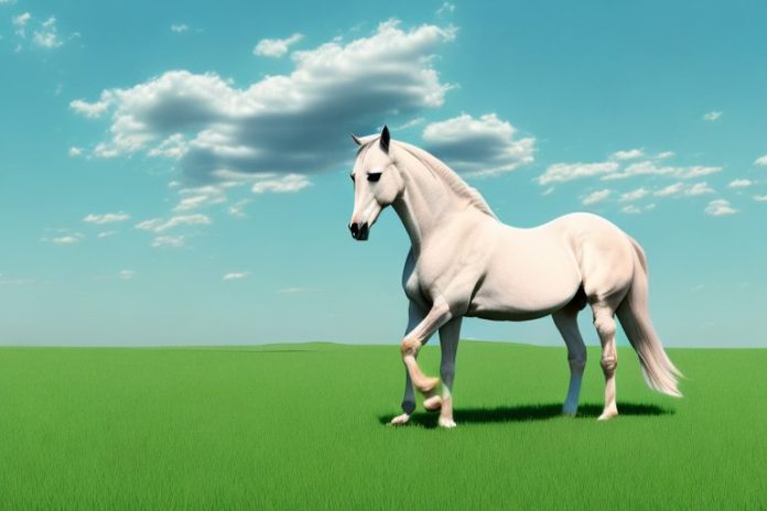 An arabian horse in a grassy field in the northern cape