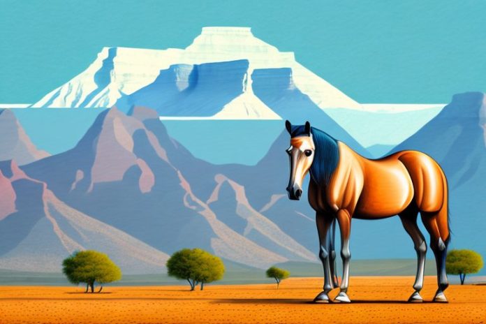 An arabian horse in a south african landscape