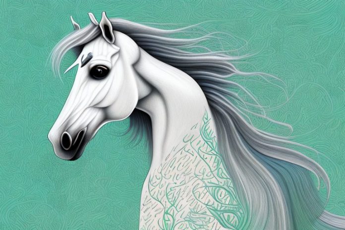 A majestic arabian horse in a lush