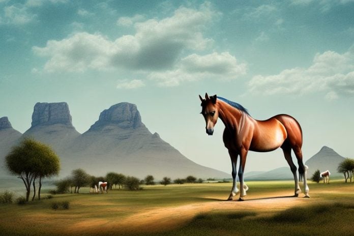 An arabian horse in a rural landscape in hartswater