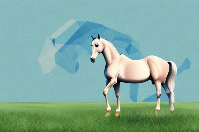 An arabian horse in a field in orkney