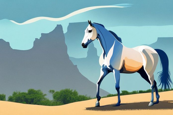 An arabian horse in a landscape of the western cape