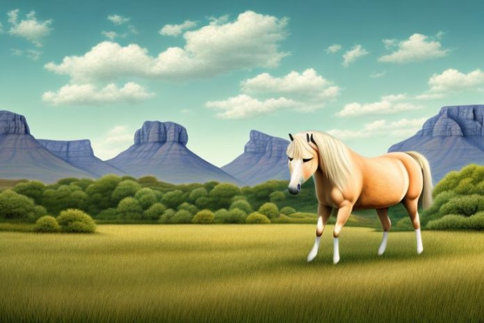 A haflinger horse in a pastoral setting