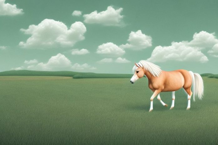A haflinger horse in a rural landscape