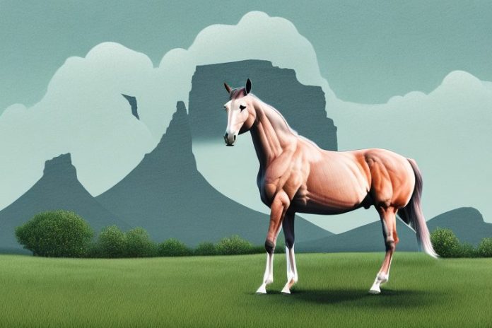 A thoroughbred horse in a rural landscape in mpumalanga