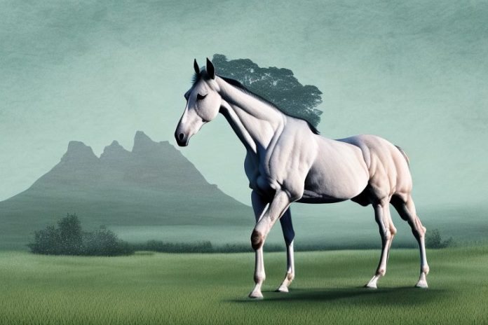 A thoroughbred horse in a rural landscape in secunda