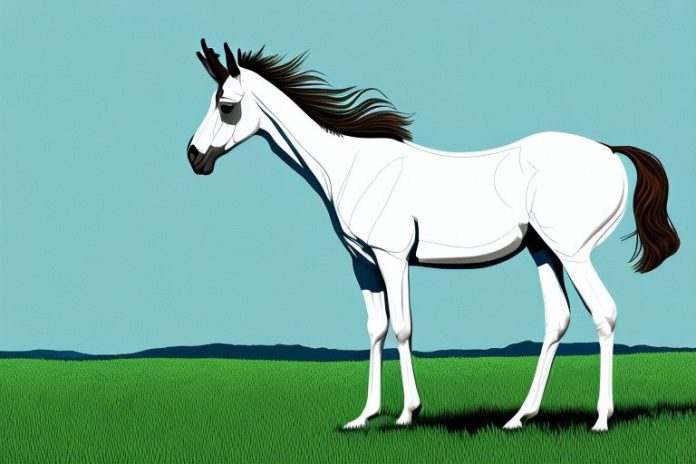 A thoroughbred horse in a field in springbok