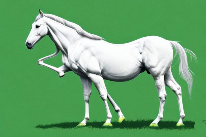 A thoroughbred horse standing in a lush