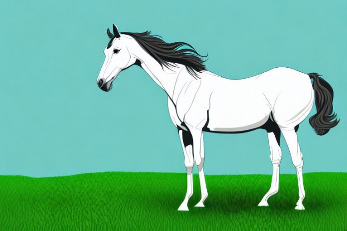 A thoroughbred horse standing in a grassy field in hartbeespoort