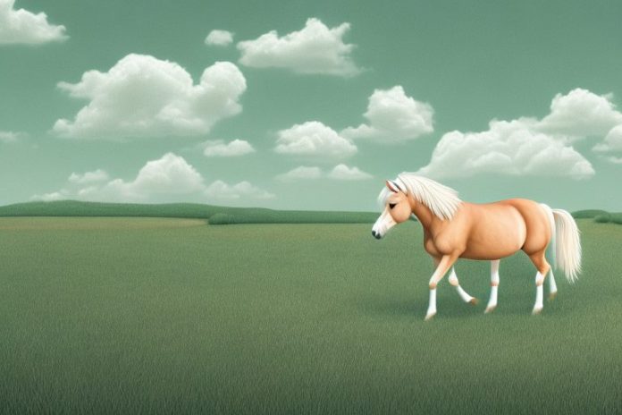 A haflinger horse in a rural landscape