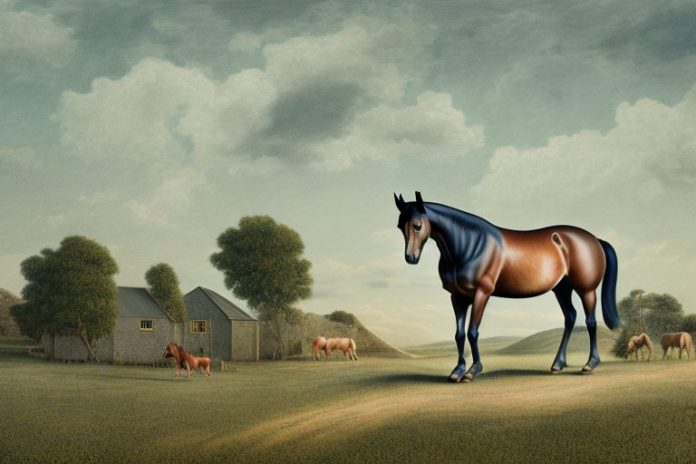 A morgan horse in a rural landscape in margate