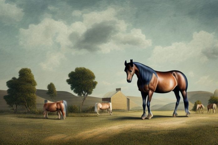 A morgan horse in a rural landscape in east london