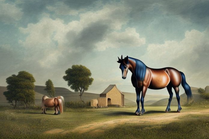A morgan horse in a rural landscape in mthatha