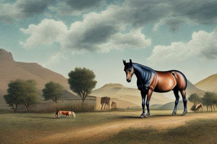 A morgan horse in a rural landscape in aliwal north
