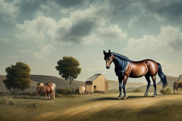 A morgan horse in a rural landscape in free state
