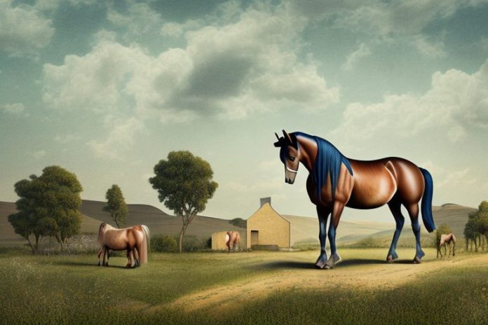 A morgan horse in a rural landscape in bloemfontein
