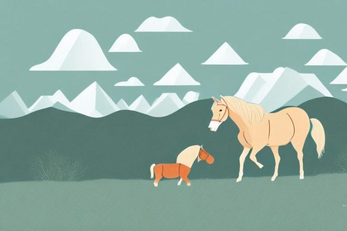 A haflinger horse in a scenic landscape of the north west