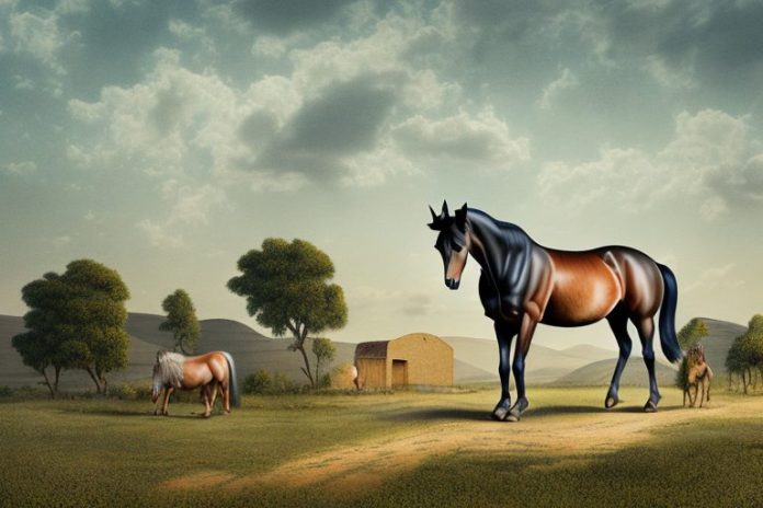 A morgan horse in a rural landscape in phalaborwa