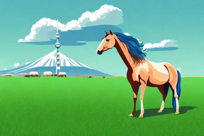 A horse standing in a grassy field in soweto