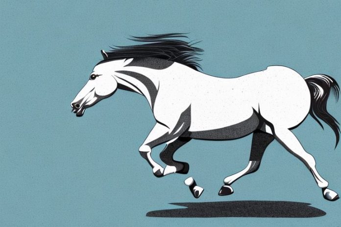 A majestic american quarter horse galloping in the south african landscape