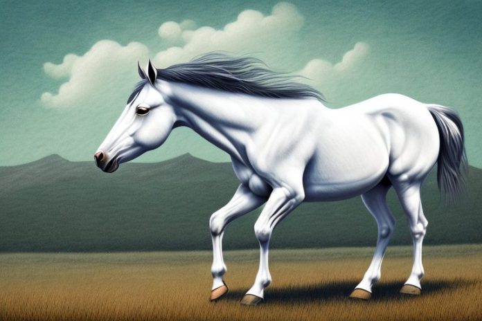A majestic american quarter horse in a rural south african landscape
