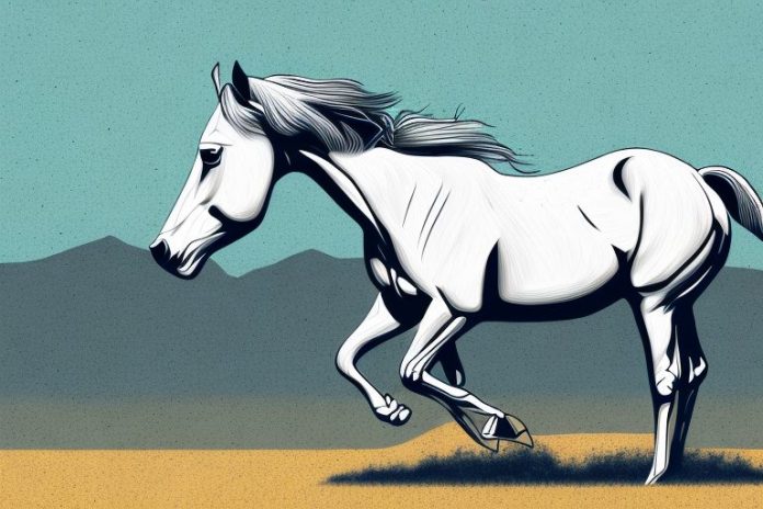 An american quarter horse in a south african landscape