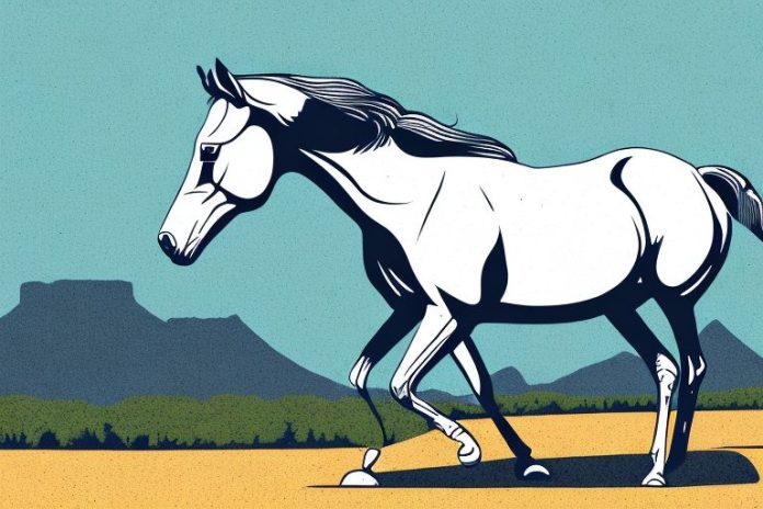 An american quarter horse in a south african landscape