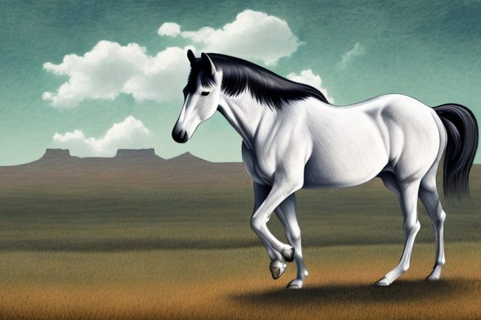 An american quarter horse in a rural south african landscape