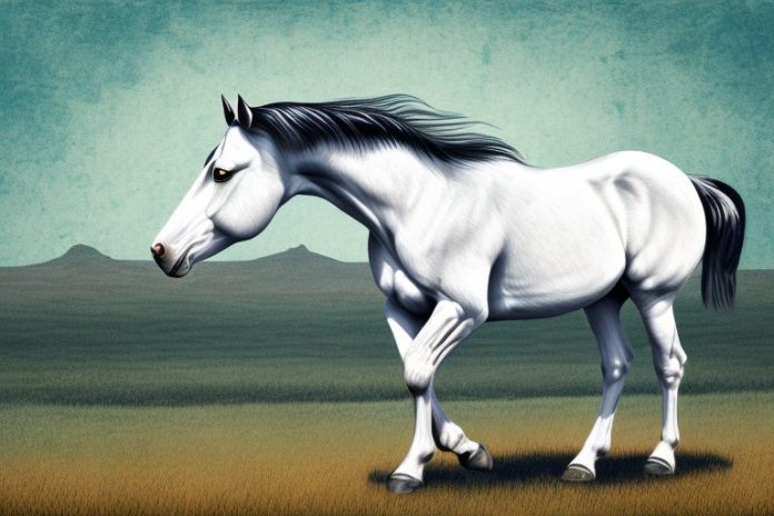 A beautiful american quarter horse in a rural south african landscape