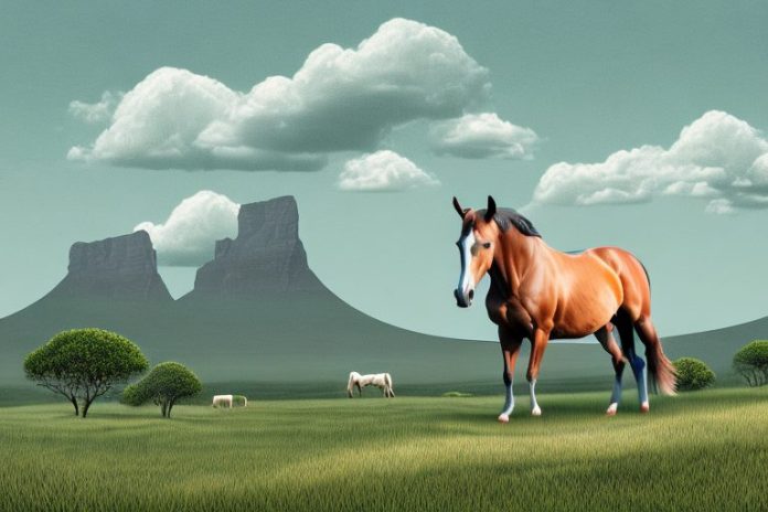 A horse in a rural landscape in mpumalanga