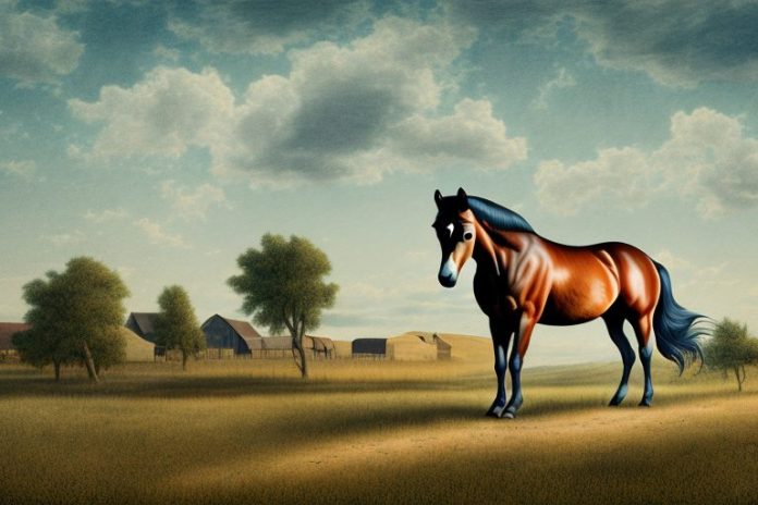 An american quarter horse in a rural landscape in middelburg