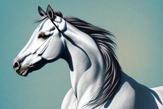 A majestic american quarter horse in a south african landscape