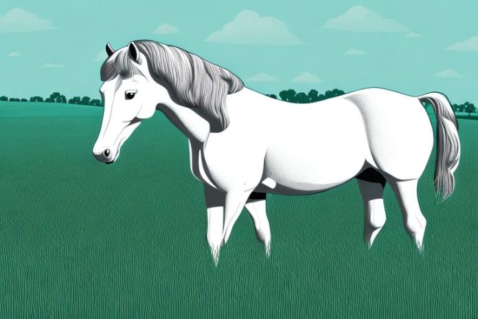 An american quarter horse standing in a field of grass in white river