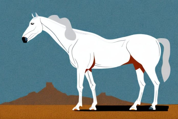 A white american quarter horse in a rural south african landscape