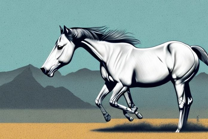 An american quarter horse in a south african landscape