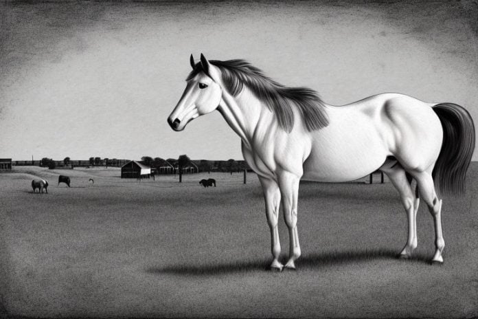 An american quarter horse in a rural setting in upington