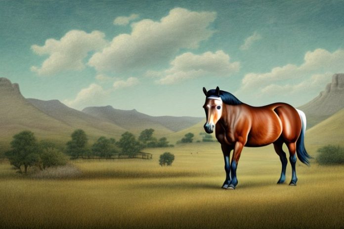 An american quarter horse in a rural landscape in hartswater