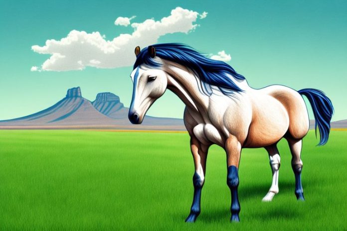 A majestic american quarter horse in a grassy landscape in the western cape of south africa