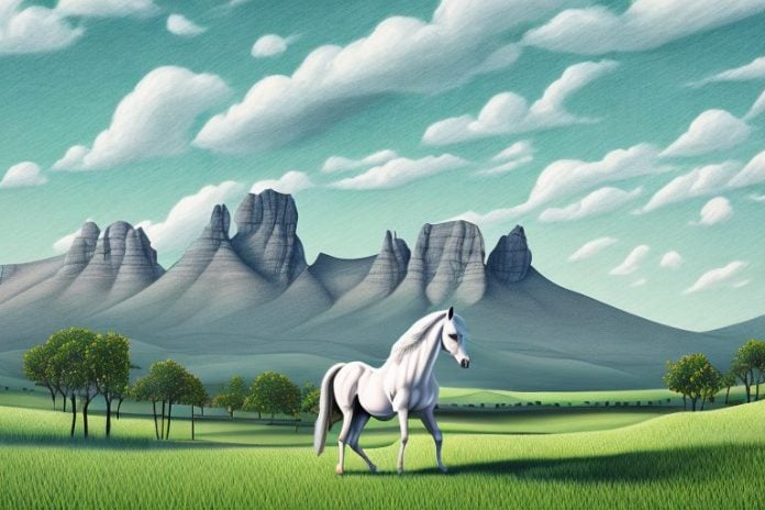 A horse in the landscape of stellenbosch