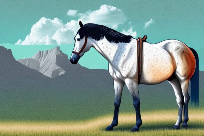 A paarl landscape with an american quarter horse in the foreground