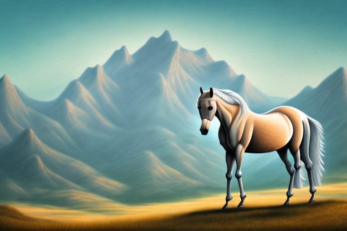 An arabian horse in a rural landscape