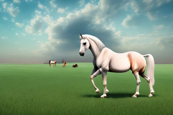 An arabian horse in a rural setting