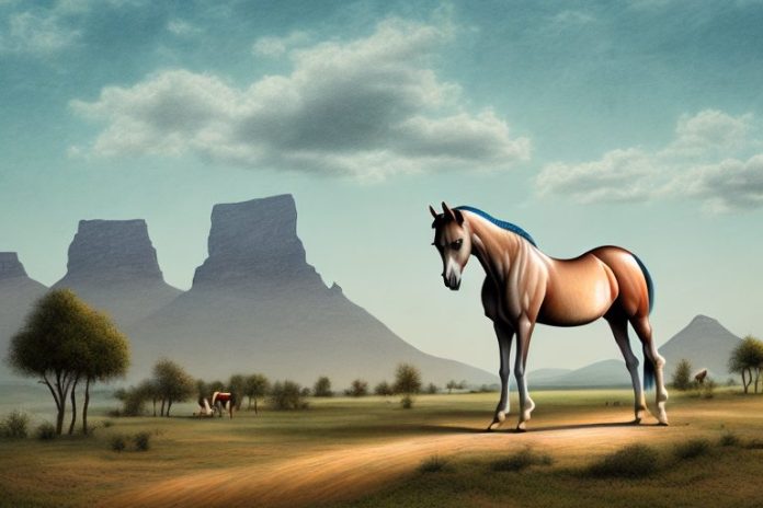 An arabian horse in a rural landscape in modimolle