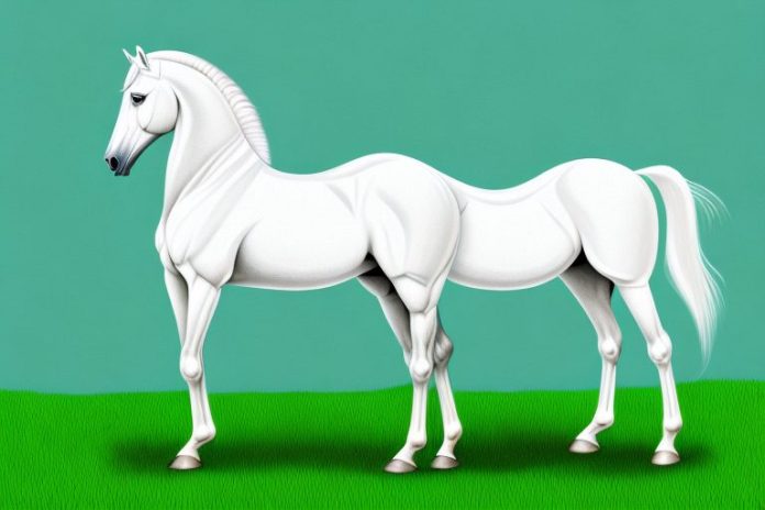 A majestic arabian horse standing in a lush green field