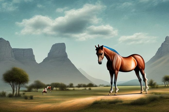 An arabian horse in a rural landscape in hartswater