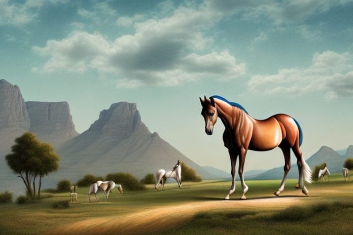 An arabian horse in a rural landscape in worcester